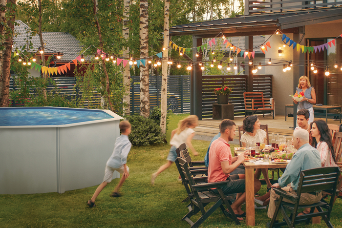 Gre poolpakke Ø550 cm 24944 liter hvid - Swim & Fun